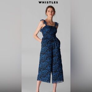NWOT Whistles Blue Bali Jumpsuit size US 2 Resort Vacation Cruise